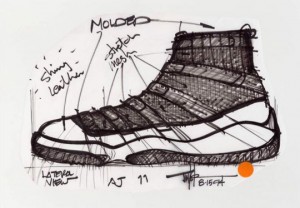 一樣由 Tinker Hatfield 所繪製的 Air Jordan 11 設計草稿